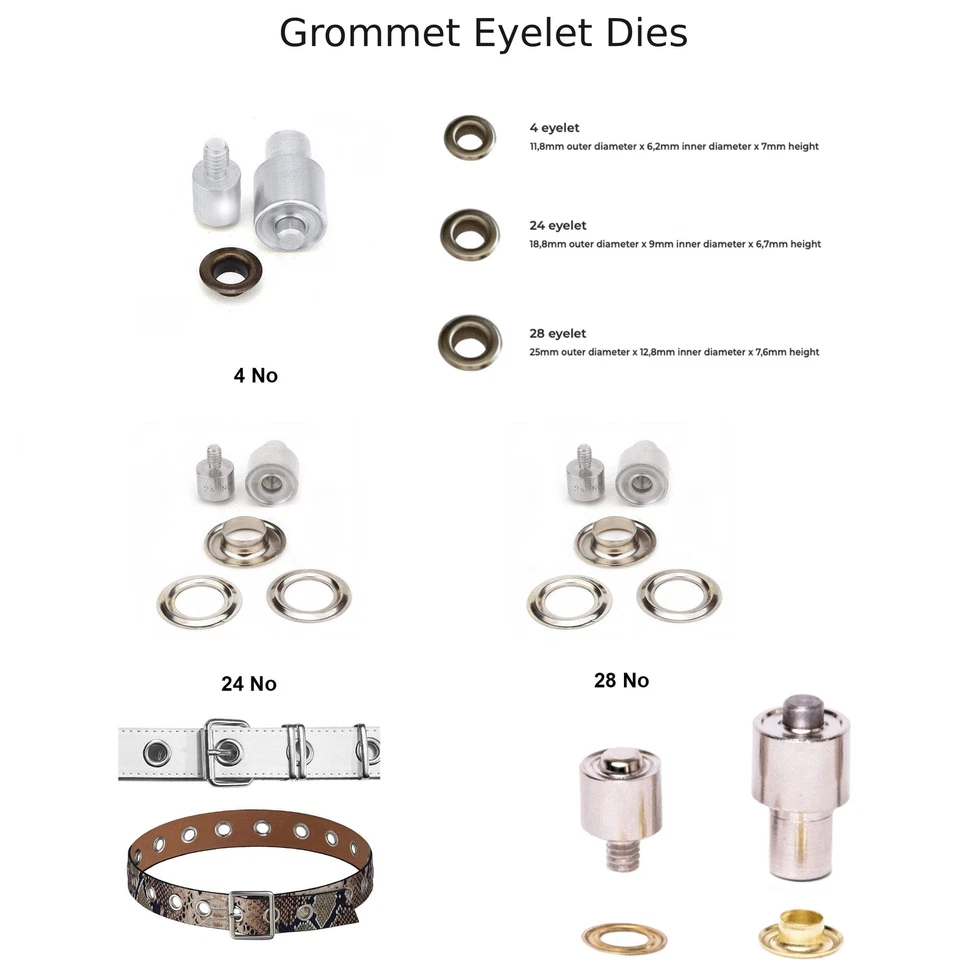 Botón a presión, ojal, ojal, remache, sujetador Popper troqueles de ajuste de instalación Foto 2 de 4