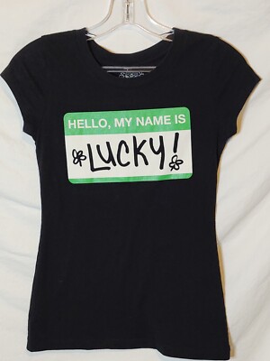 Hello My Name is Lucky Shirt Top Womens Junior Size Small by Wound Up