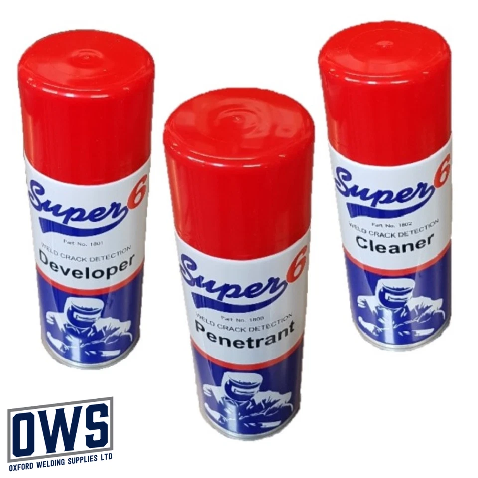 SWP welding crack detector cleaner, penetrant, developer or set aerosol spray