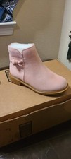 Girls Round Toe Side Zipper Ankle Boots Non-Slip Kids Cute Bow Snow Booties Wint