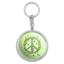 Lady Bug Rainbow Peace Sign Portable Travel Ashtray Keychain