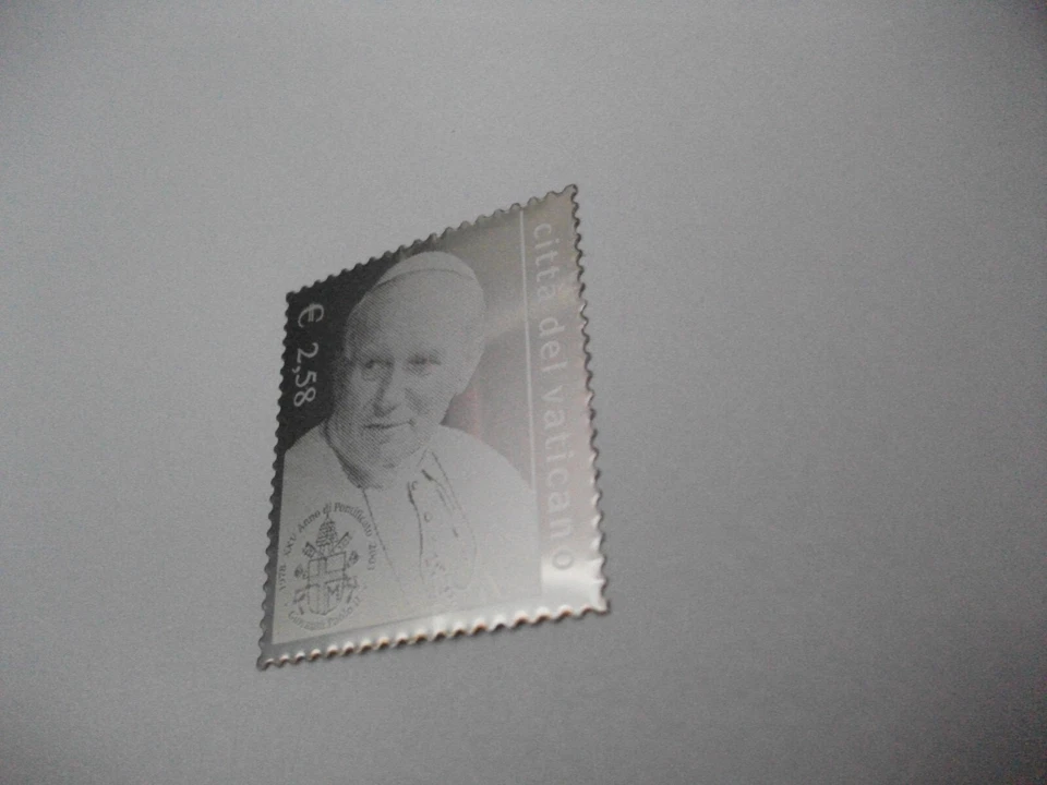 FRANCOBOLLO 2.58 EURO ARGENTO 925/1000 VATICANO 2003 GIOVANNI PAOLO II NON USATO - Immagine 2 di 4
