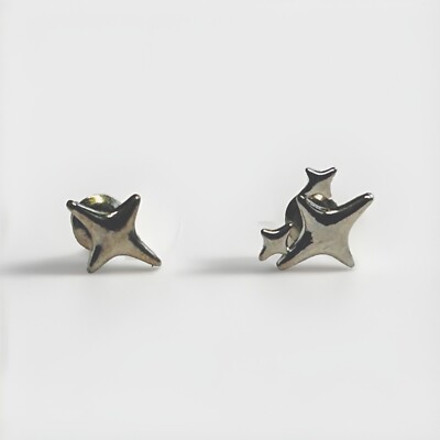 Sterling silver Star stud earrings.    Asymmetrical, NWOB