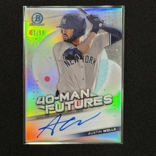 2021 Bowman Chrome Austin Wells AUTO 40-Man Futures Refractor BOOKEND #1/99