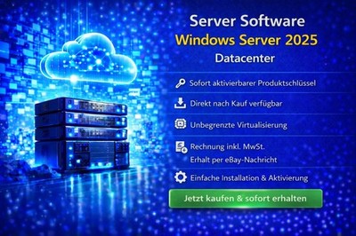Windows Server 2025 Datacenter 2 Aktivierungen Retail Produktschlüssel 64Bit