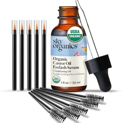 BUY3GET1FREE Sky Organics Castor Oil Eyelash Lash & Brows Conditioning Serum 1oz