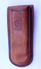 Vintage leather harmonica holster with "G" hand tooled leather belt slip