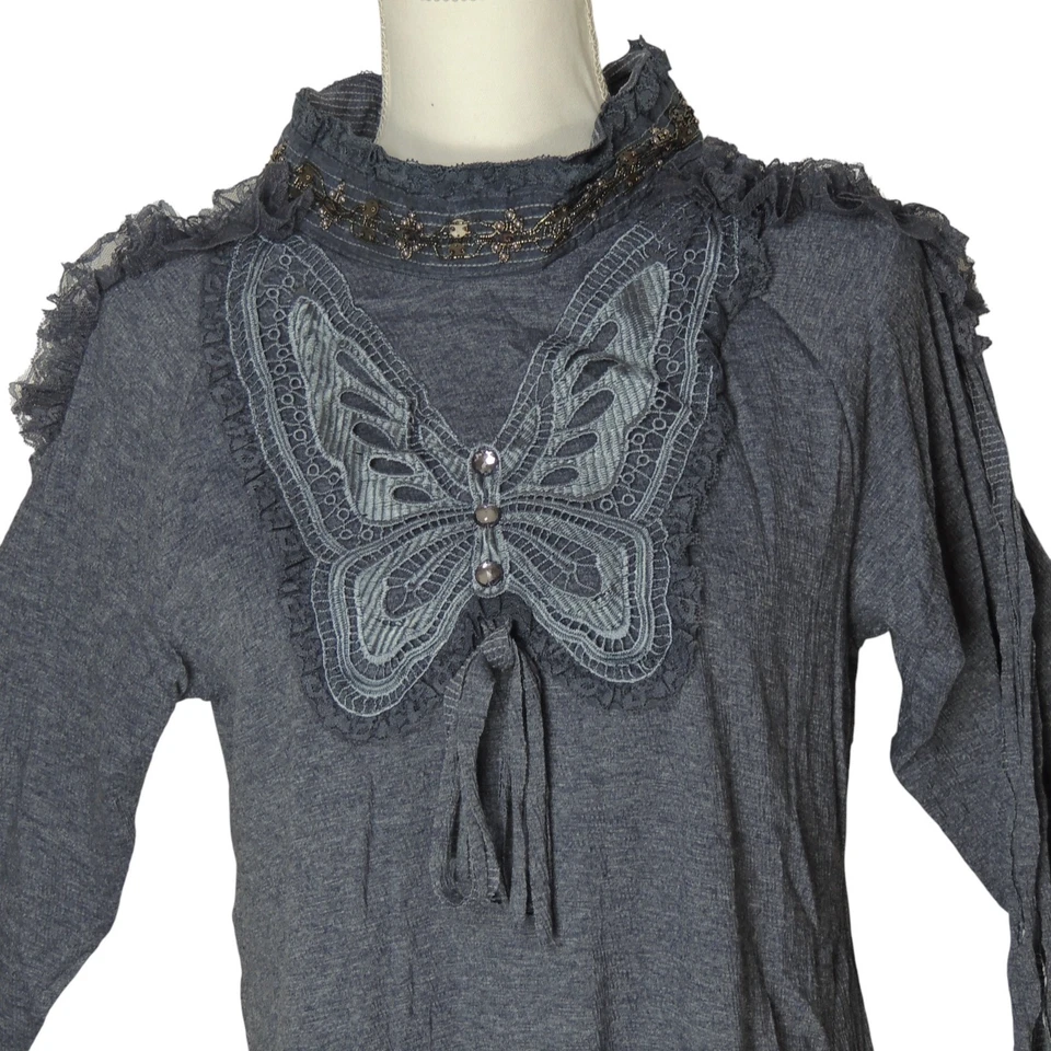 Bonita túnica mariposa manga larga ángel con detalles de cuentas de encaje S, M, L, XL Foto 4 de 4