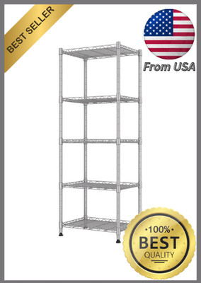 REGILLER 5-Tier Metal Wire Shelving Unit Adjustable Standing Rack Kitchen Pantry