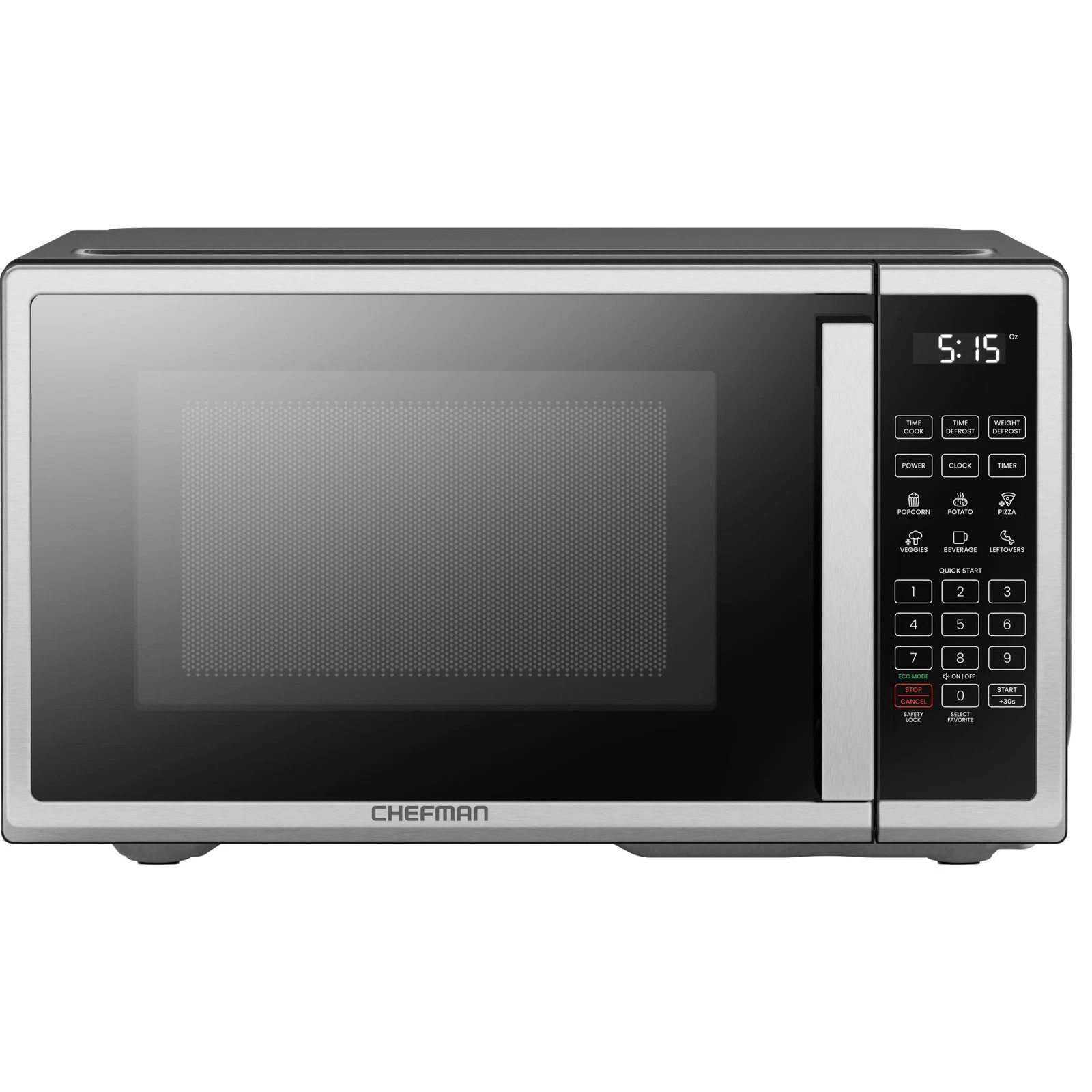 Compact 1.1 Cu Ft Stainless Steel Microwave Oven 1000W 6 Presets Energy Effic...