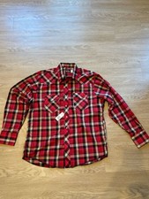 NWT VTG Wrangler Men s Red Plaid Western Long-Sleeve Pearl Snap Shirt Size XL