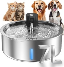 Dog Water Fountain, 7L/1.8G/236oz Stainless Steel Dog Water Fountain for Large D