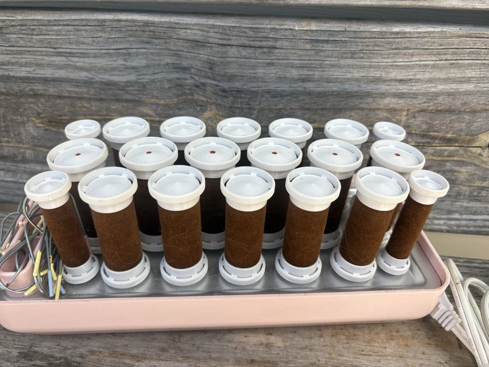 WORKS VTG 1980's Pink Remington Setter Brown Velvet Hot Rollers Curlers KF-20-1 - Image 4 of 4
