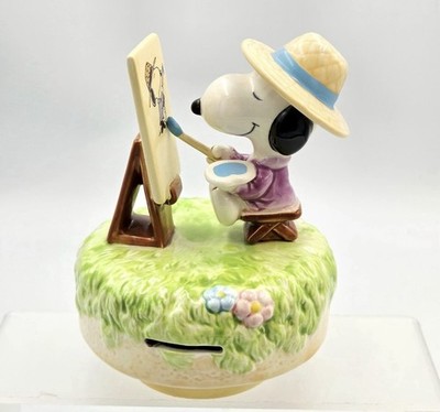 Vintage 1985 Schmid Snoopy Artist Self Portrait MUSIC BOX Whistle Happy Tune