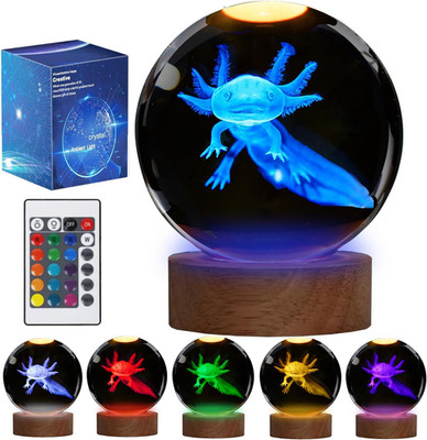 Axolotl Nachtlicht, Axolotl Geschenke, 3D K9 Crystal (80Mm) Ball Axolotl Lampe M