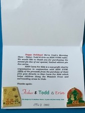 SALT LAKE 2002 OLYMPICS CHILD ART KISN 97 2 PIN COMMEMORATIVE CARD SET!