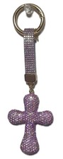 Pink Cross - Crystal Purse Handbag - Bag Charm Chain - Keychain Key Ring - Car