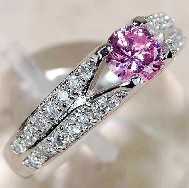 2CT Heat Treated Pink Topaz 925 Sterling Silver Ring Jewelry Sz 6 G1-1