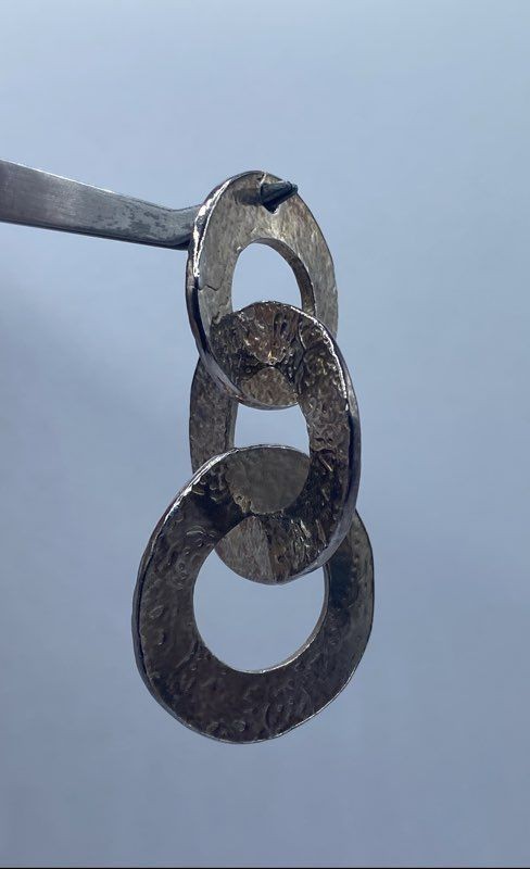 Sterling Silver Hammered Interlocking Pendant 19.… - image 1