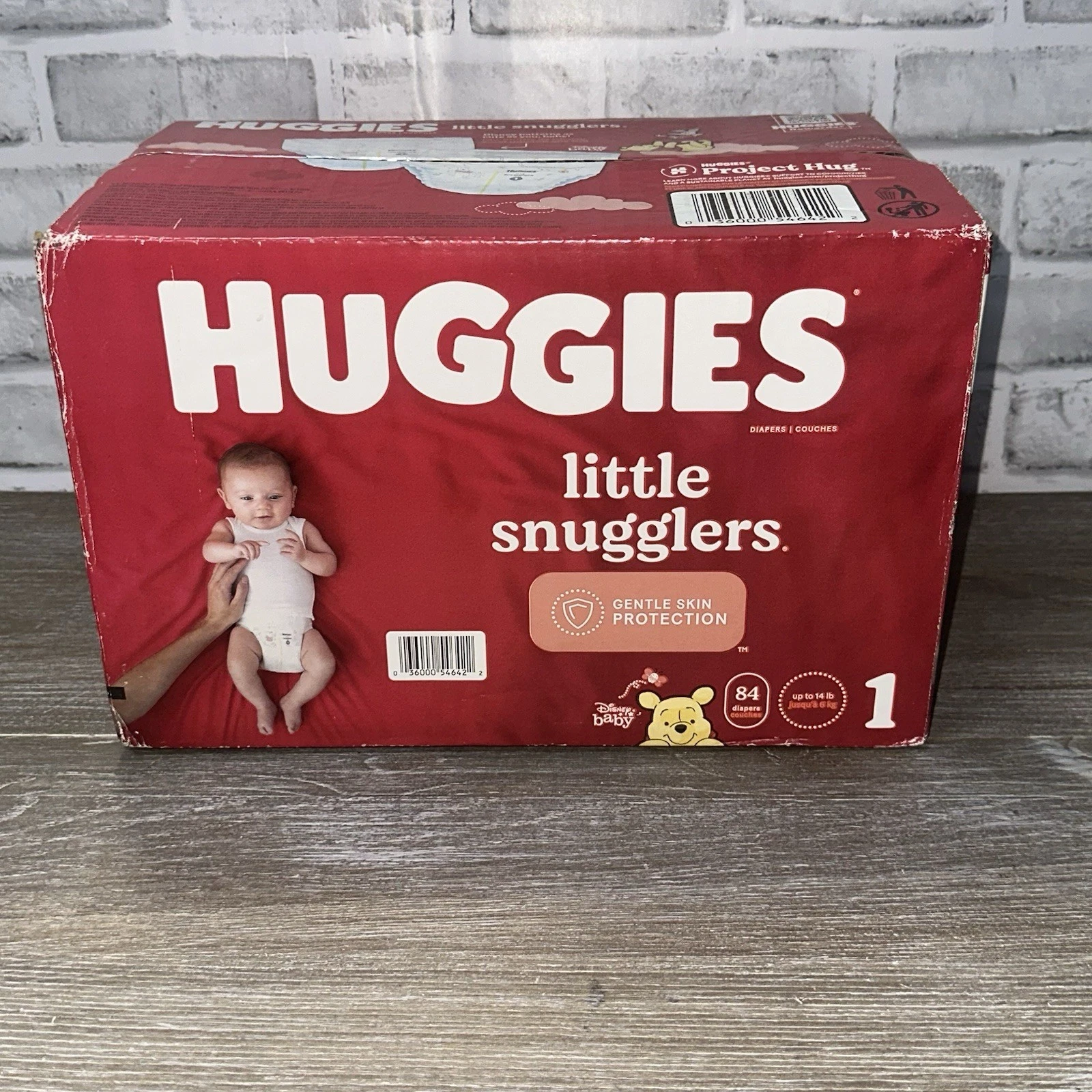 Huggies Box Size 1 Disney Baby Diapers Little Snugglers Up to 14 lb 84 ct Pooh