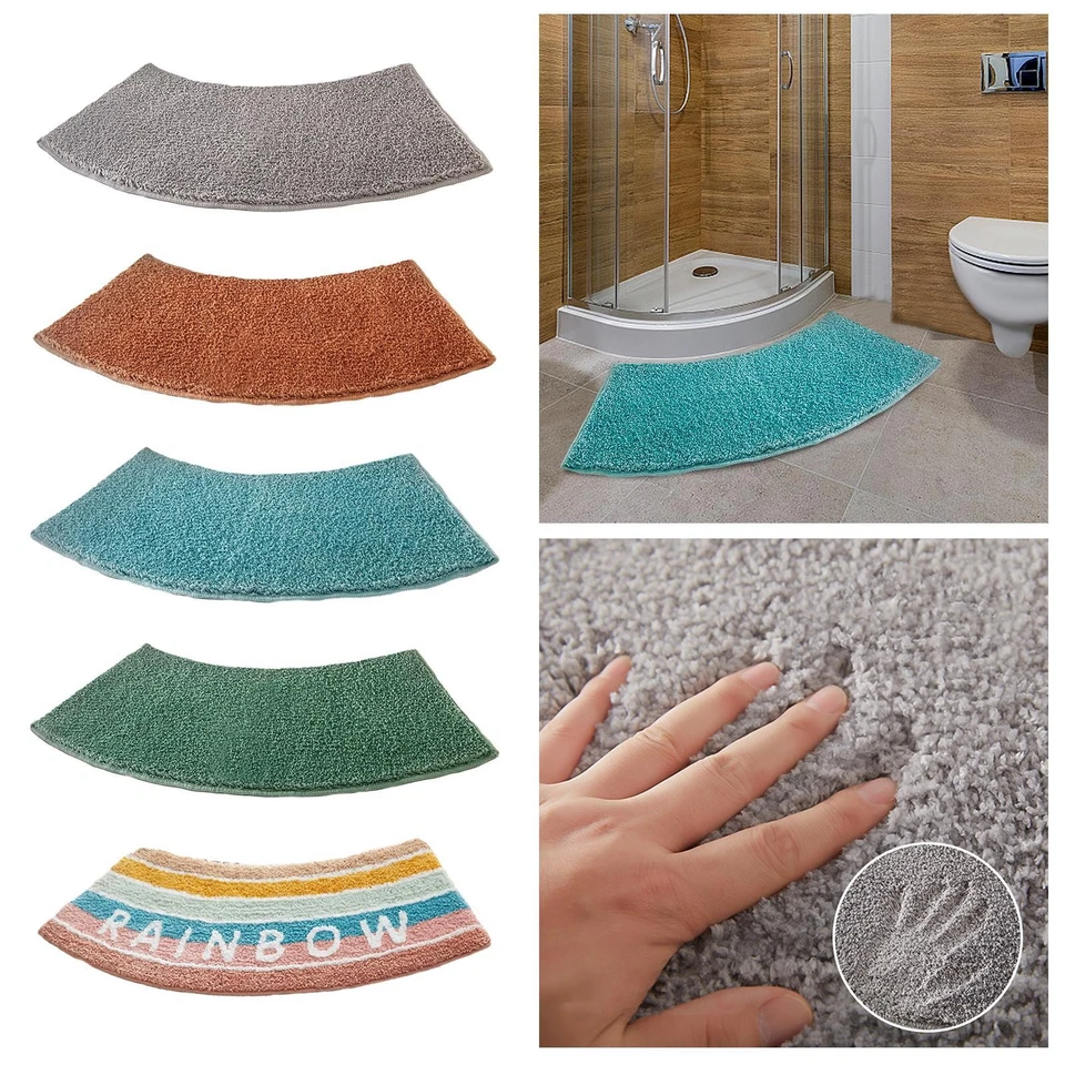 Bathtub rug, curved plush water-absorbent bath mat, non-slip bath mat for home,