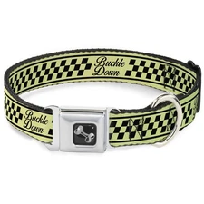 Dog Collar Bone Buckle-Down Cab Stripe Green/Yellow Fade Medium 11-16.5"