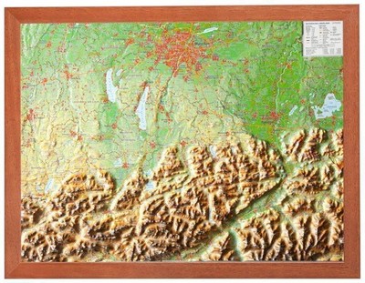 Relief Bayerisches Oberland 1:400.000 mit Holzrahmen André Markgraf