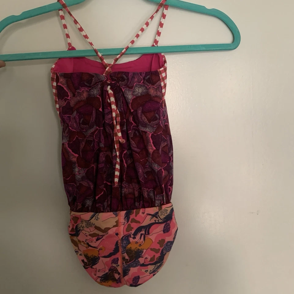 Maaji Kids Girl one Piece Swimsuit 4 Colorful Pink Purple  Checkered Straps - Image 2 of 4