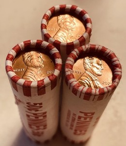 2025 Philadelphia Mint, Lincoln Shield Cent 3 Rolls. Bank-Rolled. Uncirculated.