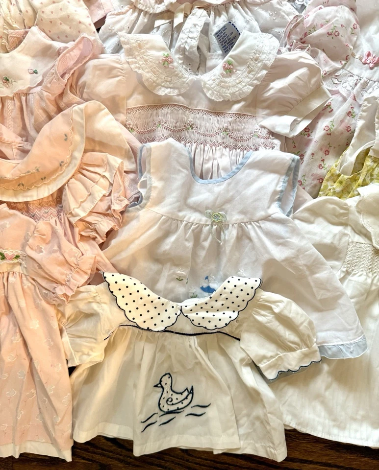Vintage Baby Girl Dress Lot Frilly Smocked Lace Dolly Made In England 3-6 Months - Image 4 of 4