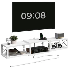 62.5" Floating TV Stand with Power Outlet, Wall-Mounted Entertainment Center ...