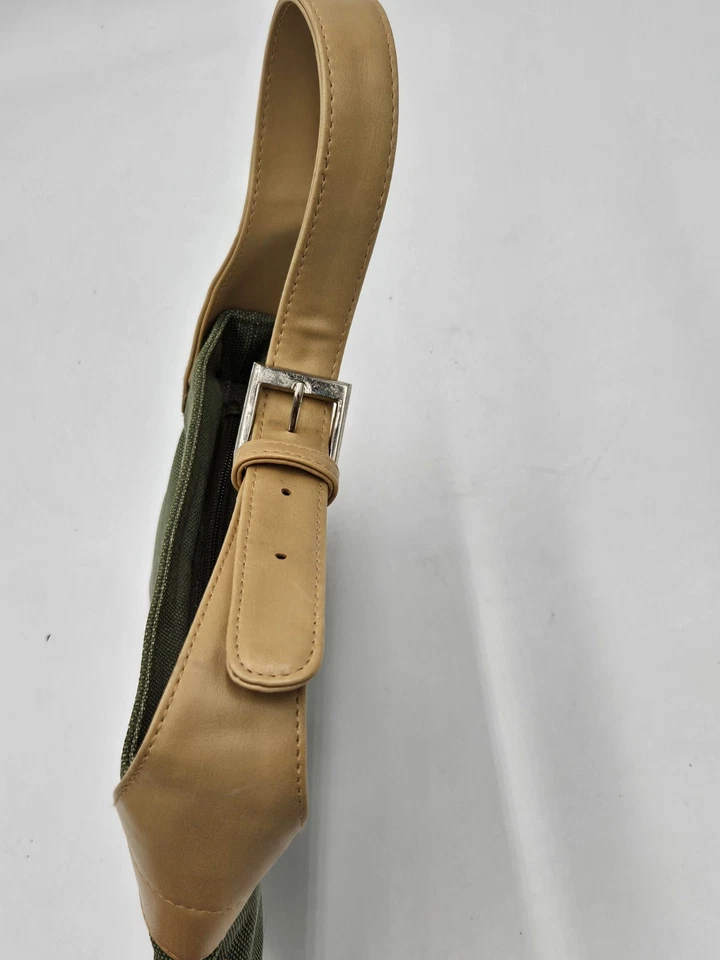 Bolso sin asas de algodón United Colors Of Benetton verde con ribete tostado Foto 3 de 4