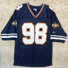Vintage Starter 1998 Super Bowl Jersey 46M Blue Broncos Packers 90s NFL Football