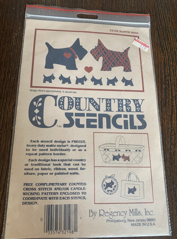 Country Stencils By Regency Mills Inc~Scottie Dogs~32198~USA~NIP~Vintage