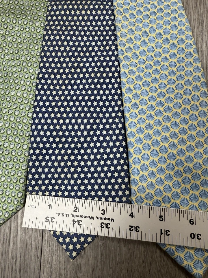 Галстук Vineyard Vines 100% шелк лот из 4 звезд бычьего медведя раковины сделано в США принт повсюду - Изображение 4 из 4