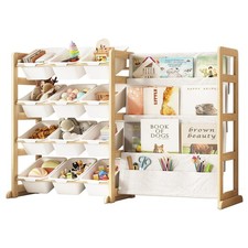 EXPERLAM Toy Storage Organizer with Bookshelf - 12 48 31.5 11 inch, White