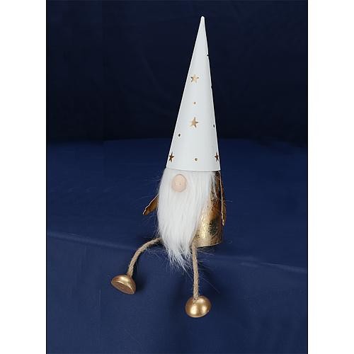 Metall-Wichtel Weihnachten Deko-Figur Weiß Gold H22Cm Set Tischdeko Viana-image