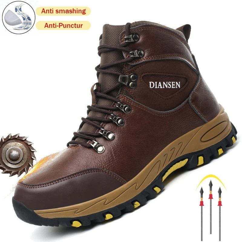 Safety Shoes for Men Waterproof boots Work Sneakers Puncture Proof Roofing Shoes