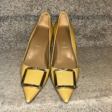 PRADA Patent Leather Heels Beige Size 37 Elegant Italian Luxury Stiletto Shoes