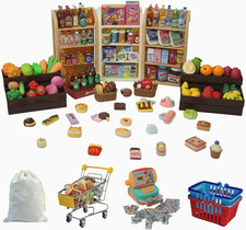 180Pcs Mini Shopping Cart Playset - Pretend Grocery Dollhouse Accessories Toys w