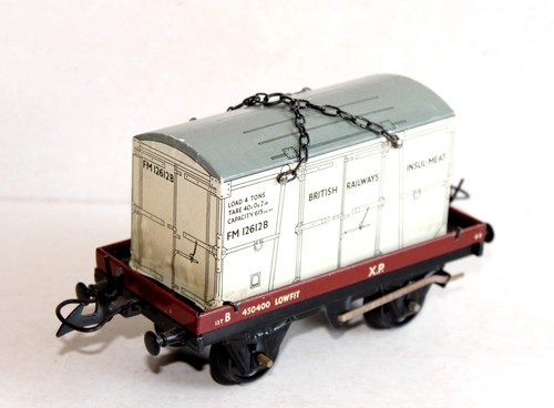HORNBY O WAGON TOMBEREAU RIDELLE BAS XP 450400 PORTE CONTENEUR INSUL MEAT 12612 | Condition: Occasion