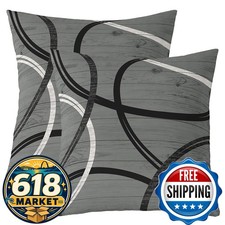 Castle Fairy Geometric Throw Pillow Covers Gray Black Circles 24x24 Inch Set of