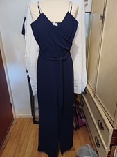 For Sale On Very, This Is A Quiz Navy Diamante Wrap Palazzo Jumpsuit Size 10.