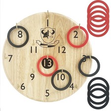 Wooden Board Hook and Ring Toss Game - Wall Hanging Throwing Game Set Classic