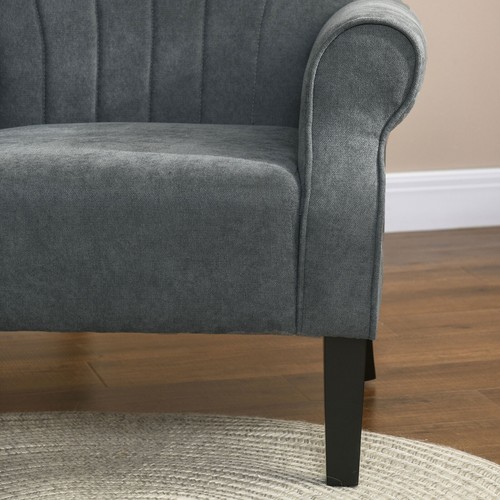 Fabric Accent Chair Modern Armchair with Wood Legs Dark Gray - Picture 9 of 11