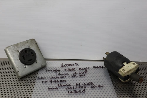Hubbell Straight 9461C Angle 9462C Plug 60A 125/250V & 9460A Receptacle 60A Used