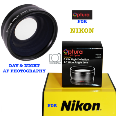 Obiettivo Grandangolare 0.43x Con Macro Per Nikon D3500 - Lente HD Attachment