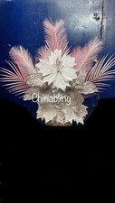 Artificial Bunch Of Flowers silver White Flowers With A Pink Feather Romany