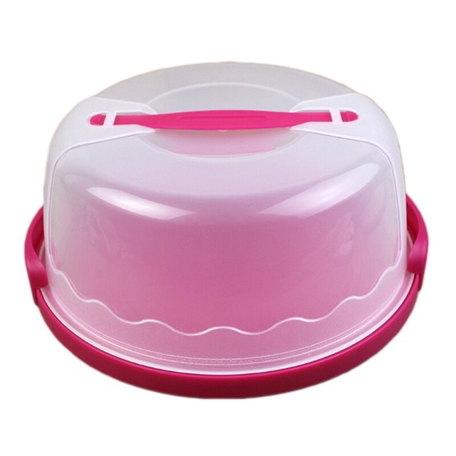 Round Cake Carrier Handheld Plastic Pastry Storage Holder Dessert