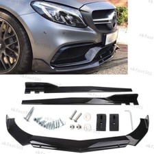 For BENZ A-CLASS C-CLASS Front Bumper Lip Splitter Spoiler+46'' Side Skirts UK